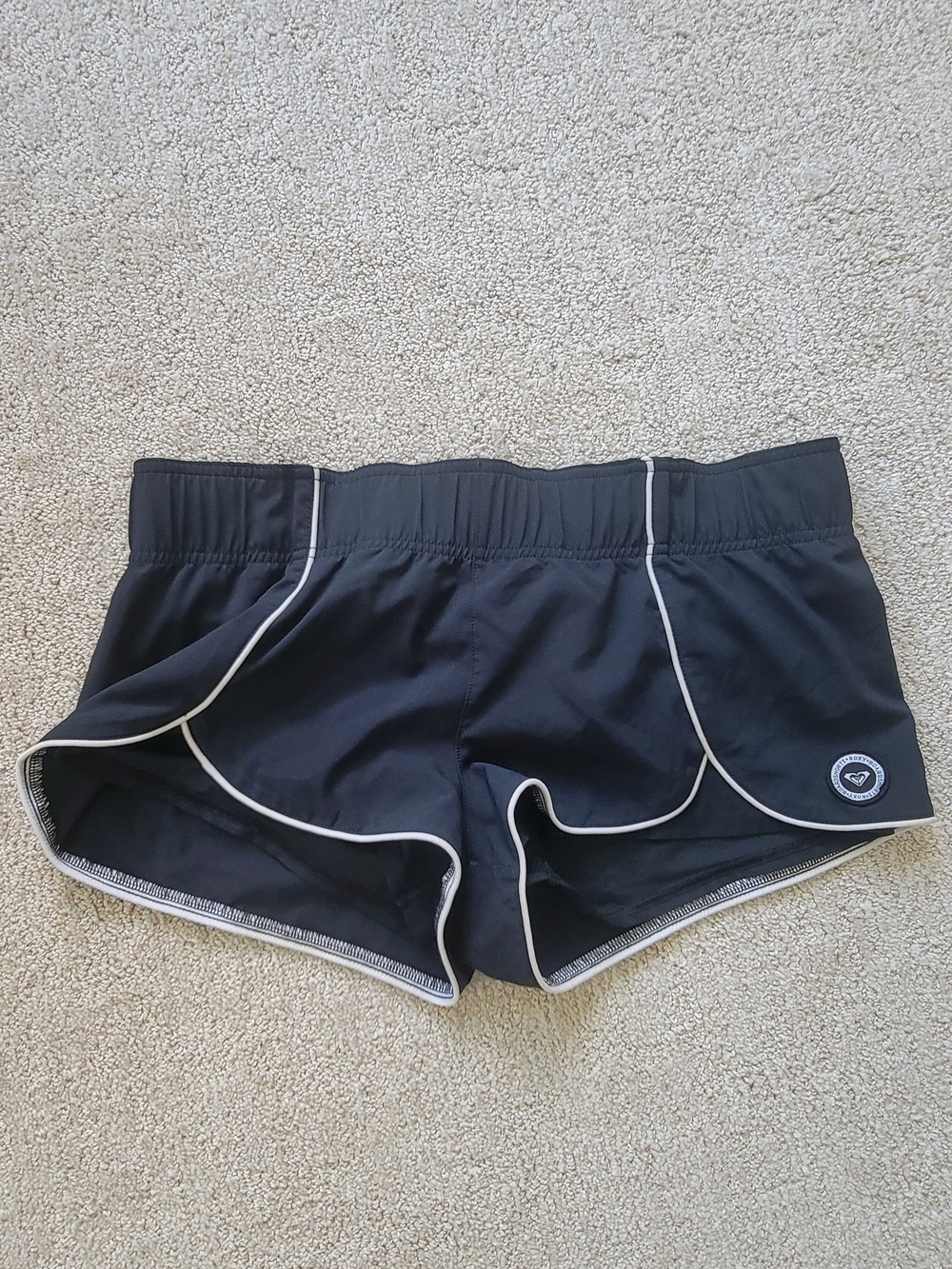 Roxy Black Athletic Running Shorts with White Piping